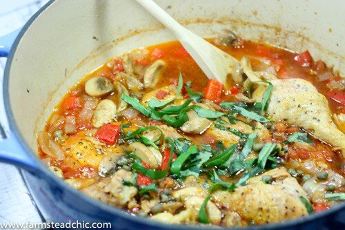 This Paleo & Whole30 Chicken Cacciatore recipe is a quick, simple, one-pot wonder but tastes divine with chicken that literally falls off the bone and veggies melded together in savory perfection. 