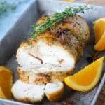 This Paleo and Whole30 Slow Cooker Turkey Breast with Orange & Thyme is incredibly moist and tender, super easy to make and full of autumn flavor.