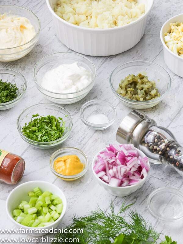 low carb, keto potato salad - fauxtato salad