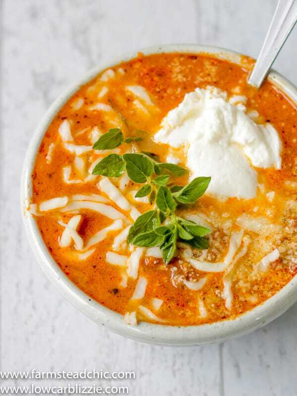 Low Carb, Keto Lasagna Soup, Gluten free, grain free lasagna