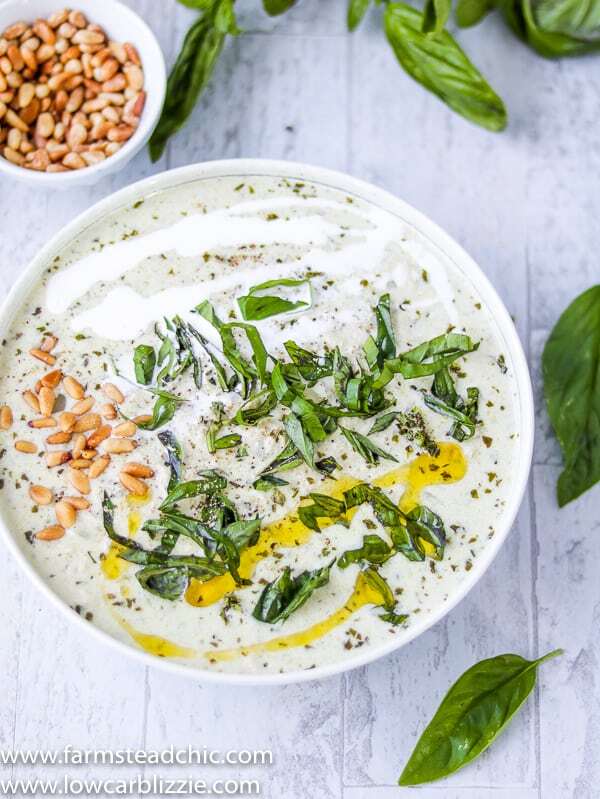 Low Carb, Keto Pesto Chicken Soup