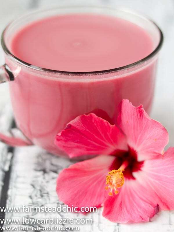 Bring some warm weather cheer to your chilly fall with this Low Carb, Keto Hibiscus Tea Latte with Whole30 and Paleo Options. With only 2-3 ingredients, you'll be dreaming of the tropics while snuggled up by your fireplace in no time. Dairy-free, refined sugar-free, guilt-free!  