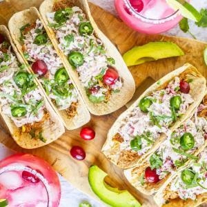 Instant Pot Cranberry Chipotle Chicken Tacos - Low Carb, Keto Tacos