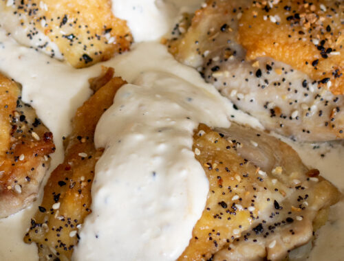 Keto Everything Bagel Chicken Thighs with Cream Cheese Gravy