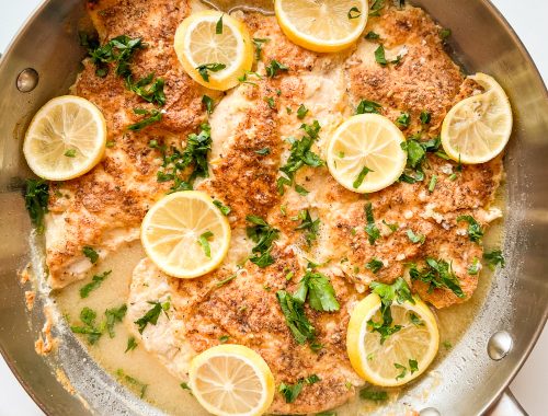 lemon chicken in a skillet